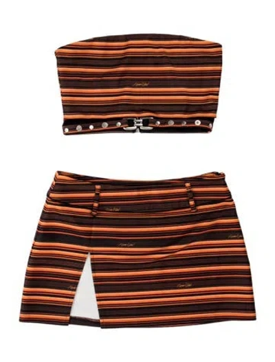 Pre-owned I.am.gia Nylon Striped Skirt Set In Orange