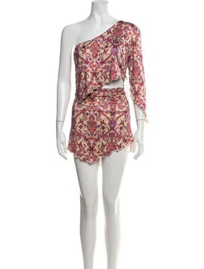 Pre-owned I.am.gia Paisley Print Chain-link Accents Skirt Set In Multicolor