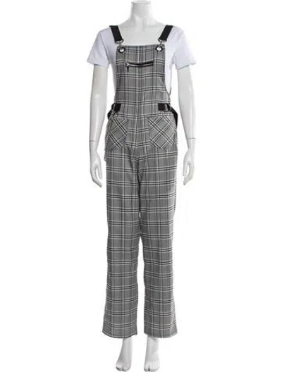 Pre-owned I.am.gia Plaid Print Square Neckline Overalls In Black/white