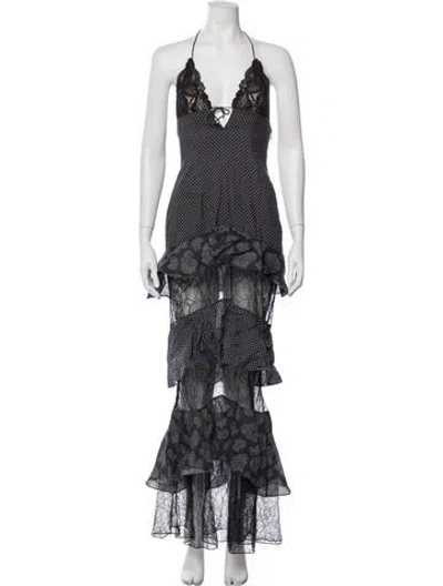 Pre-owned I.am.gia Polka Dot Print Long Dress In Gray