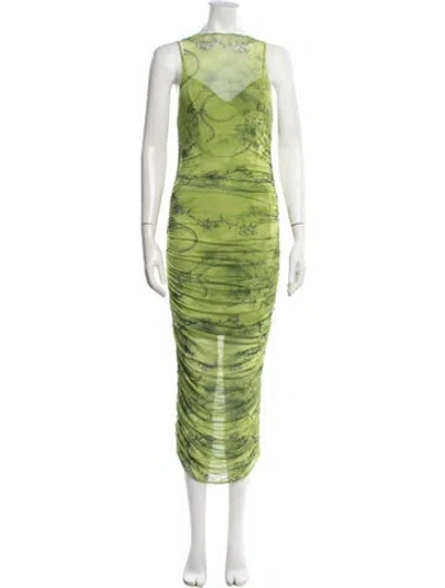 Pre-owned I.am.gia Printed Midi Length Dress In Green