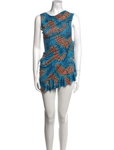 Pre-owned I.am.gia Printed Mini Dress In Blue