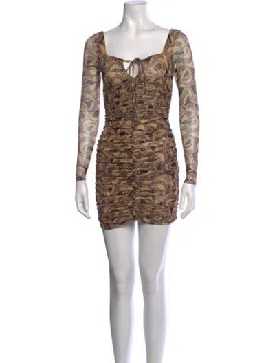 Pre-owned I.am.gia Printed Mini Dress In Brown
