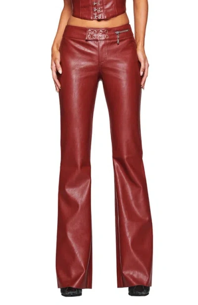 I.am.gia Reika Faux Leather Flare Pants In Red
