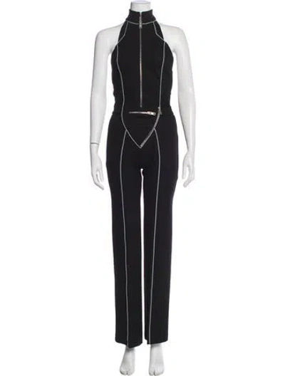 Pre-owned I.am.gia Striped Halterneck Jumpsuit In Black