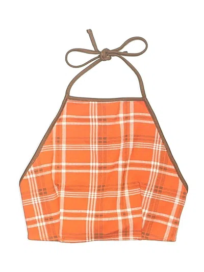 Pre-owned I.am.gia Swimsuit Top Orange Plaid Pattern Swimwear