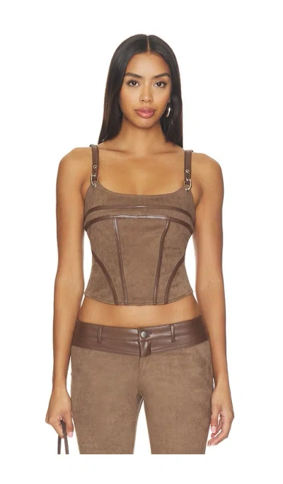 I.am.gia Viviane Suede Corset Top In Brown