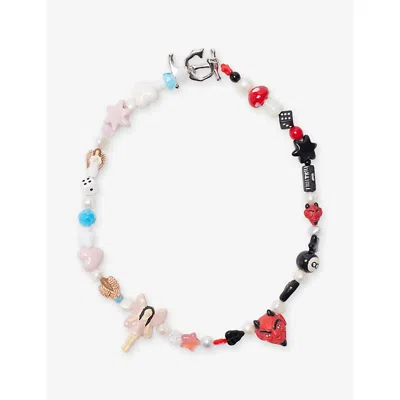 Ian Charms Womens Angel Beaded Necklace Multicolour