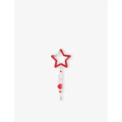 Ian Charms Star Beaded Steel Keychain In Multicolour