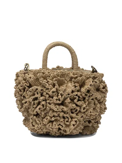 Ibeliev Beige Raffia Handbag In Brown