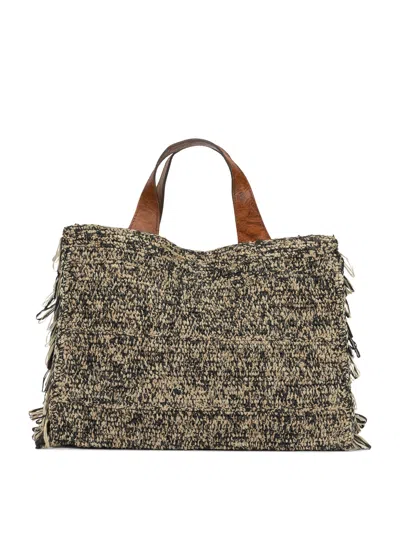 Ibeliev Beige Raffia Handbag In Gray