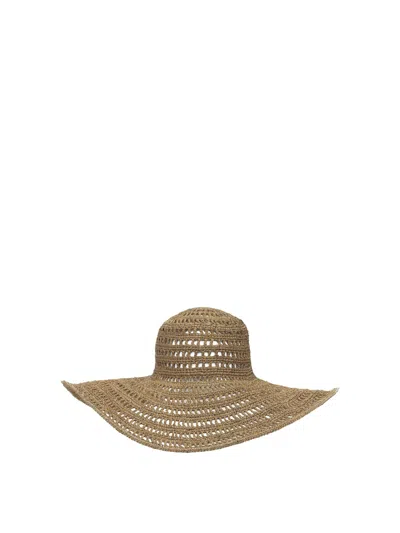 Ibeliev Beige Raffia Hat In Brown