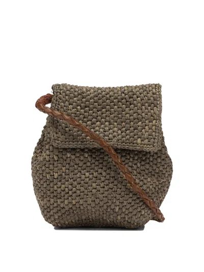 Ibeliev Brown Raffia Leather Crossbody Bag