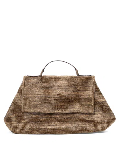 Ibeliev Brown Raffia Leather Handbag