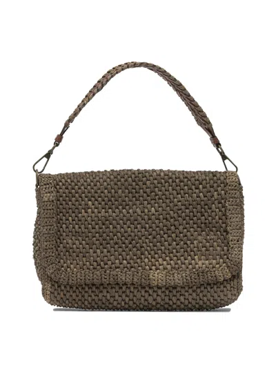 Ibeliev Brown Raffia Leather Shoulder Bag