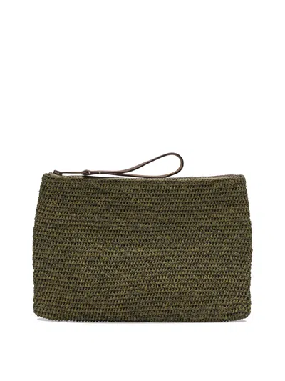 Ibeliev Green Raffia Clutch