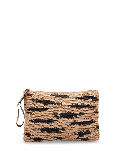 Ibeliv Zebra Raffia Clutch In Brown