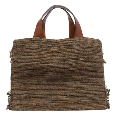 Ibeliv Onja Crossbody Bag Dual Handles Fringe In Brown