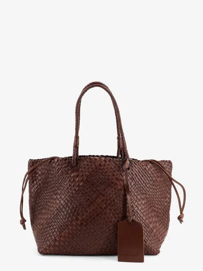 Ibeliv Bazika Vegetable Leather Shoulder Bag With Woven Pattern In Brown