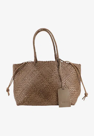 Ibeliv Bazika Woven Leather Shoulder Bag In Brown