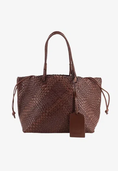 Ibeliv Bazika Woven Leather Shoulder Bag In Brown