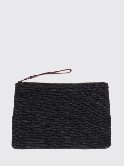 Ibeliv Tea Ampy Crocheted Raffia Pouch In Black