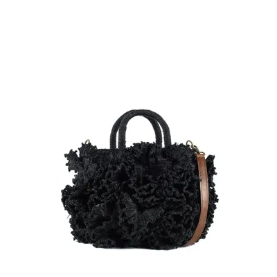Ibeliv Black Raffia Coral Bag