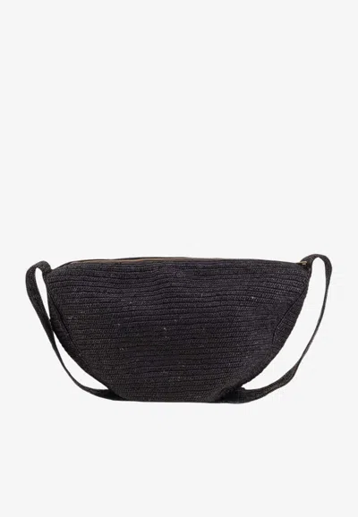 Ibeliv Clip Raffia Crossbody Bag In Black