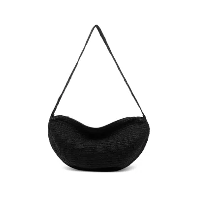 Ibeliv Clip Raffia Shoulder Bag In Black