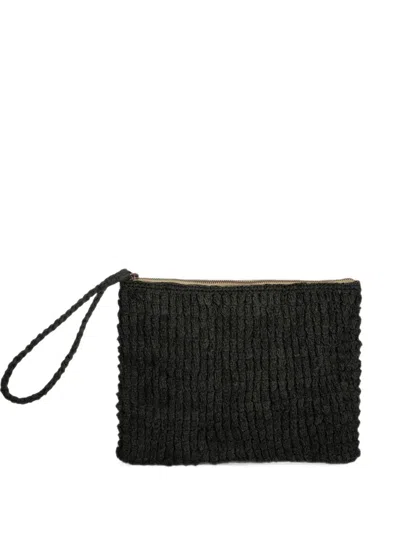 Ibeliv Club Woven Clutch Bag In Black