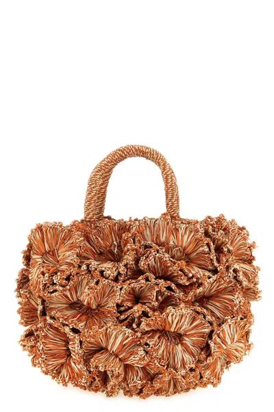 Ibeliv Coral Raffia Tote Bag In Orange