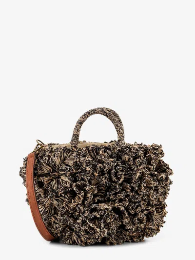 Ibeliv Coral Raffia Crossbody Bag In Beige