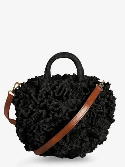 Ibeliv Coral Raffia Crossbody Bag In Black