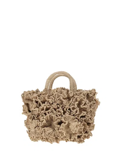 Ibeliv Coral Raffia Handbag In Beige