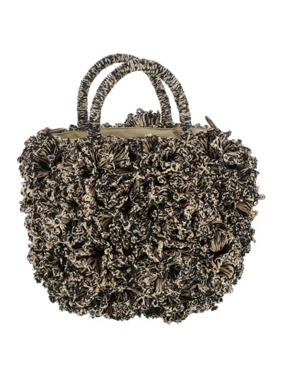 Ibeliv Coral Tiga Textured Raffia Tote Bag In Brown