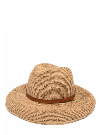 Ibeliv Curved Narrow Brim Straw Hat In Ecru