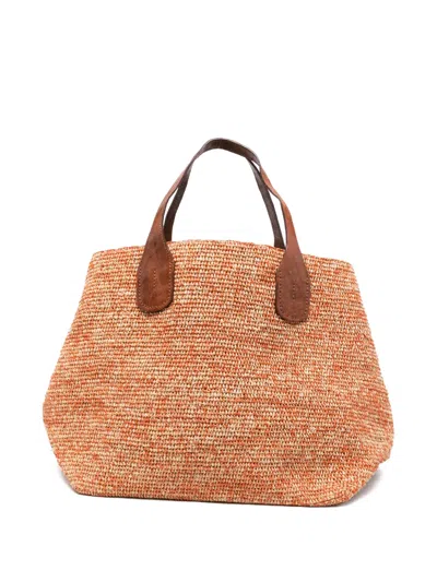 Ibeliv Handle Raffia Tote Bag In Orange