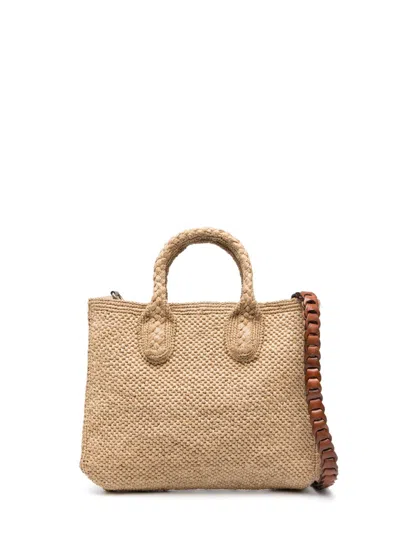 Ibeliv Handwoven Straw Tote Bag In Ecru