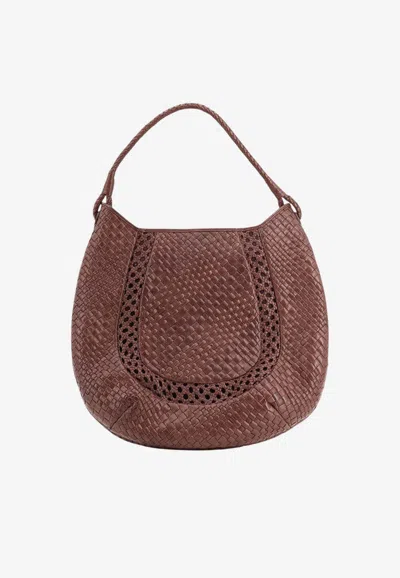 Ibeliv Lamia Woven Leather Shoulder Bag In Brown
