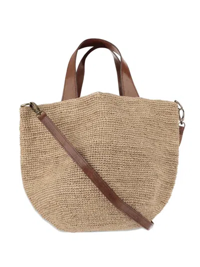 Ibeliv Large Leather-trimmed Tote Bag In Neutral