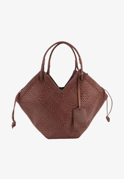 Ibeliv Large Trinity Woven Leather Shoulder Bag In Brown