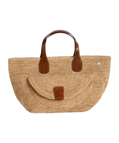 Ibeliv Laza Ii Raffia Shoulder Bag In Nude