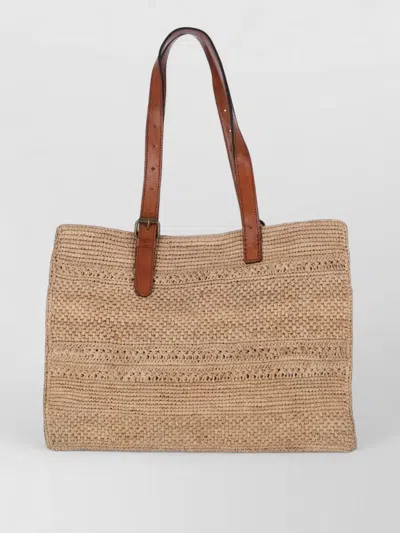 Ibeliv Leather Handle Rectangular Shopper Woven Texture