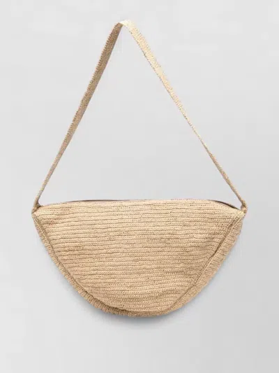 Ibeliv Luna Crescent Crossbody Bag Woven Strap In Nude