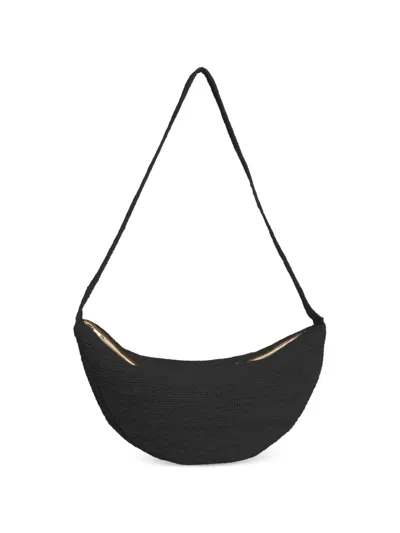 Ibeliv Luna Raffia Shoulder Bag In Black