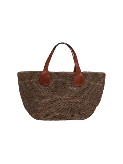 Ibeliv Medium Brown Handbag With Structured Silhouette And Flap Closure