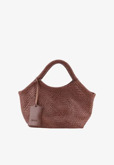 Ibeliv Medium Pure Top Handle Bag In Woven Leather In Brown