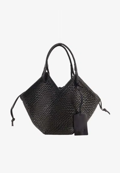 Ibeliv Medium Trinity Woven Leather Shoulder Bag In Black
