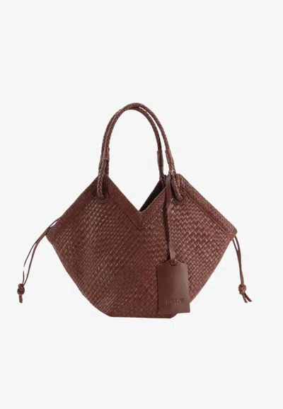 Ibeliv Medium Trinity Woven Leather Shoulder Bag In Brown