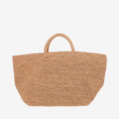 Ibeliv Medium Vanilla Rafia Tote Bag In Brown